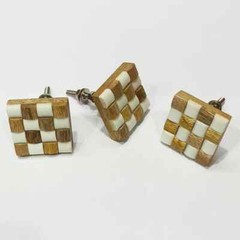 Wooden Resin Knobs Drawer Pulls Cabinet Knob Square Decorative Screw Set Of 6