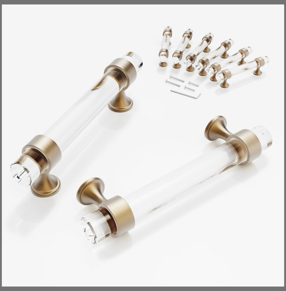 3 3/4” Cabinet Handles Kitchen Cabinets Drawer 6 Pack, Bronze Crystal Pull