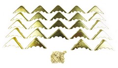 24pc. Decorative Brass-plated Box Corners & screws, great for projects!