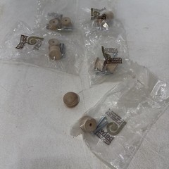 10 Wooden Cabinet Pulls Door Knobs Dresser Drawer w/ Screws Raw NOS 5 Sets of 2