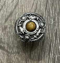 Jeweled Lily Cabinet Dresser Knobs Bright Nickel Tigers Eye High End