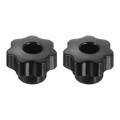 2pcs Star Knob M6 Thread 25mm Head Through Hole Brass Insert 7-Star Handle Black