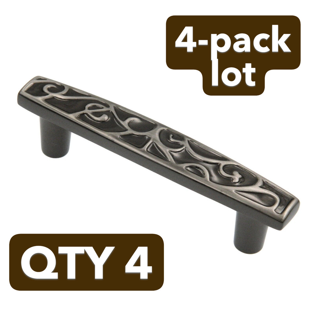 4-pack Amerock Ambrosia Pewter 3″CC Decorative Drawer Cabinet Bar Pull BP4480PWT