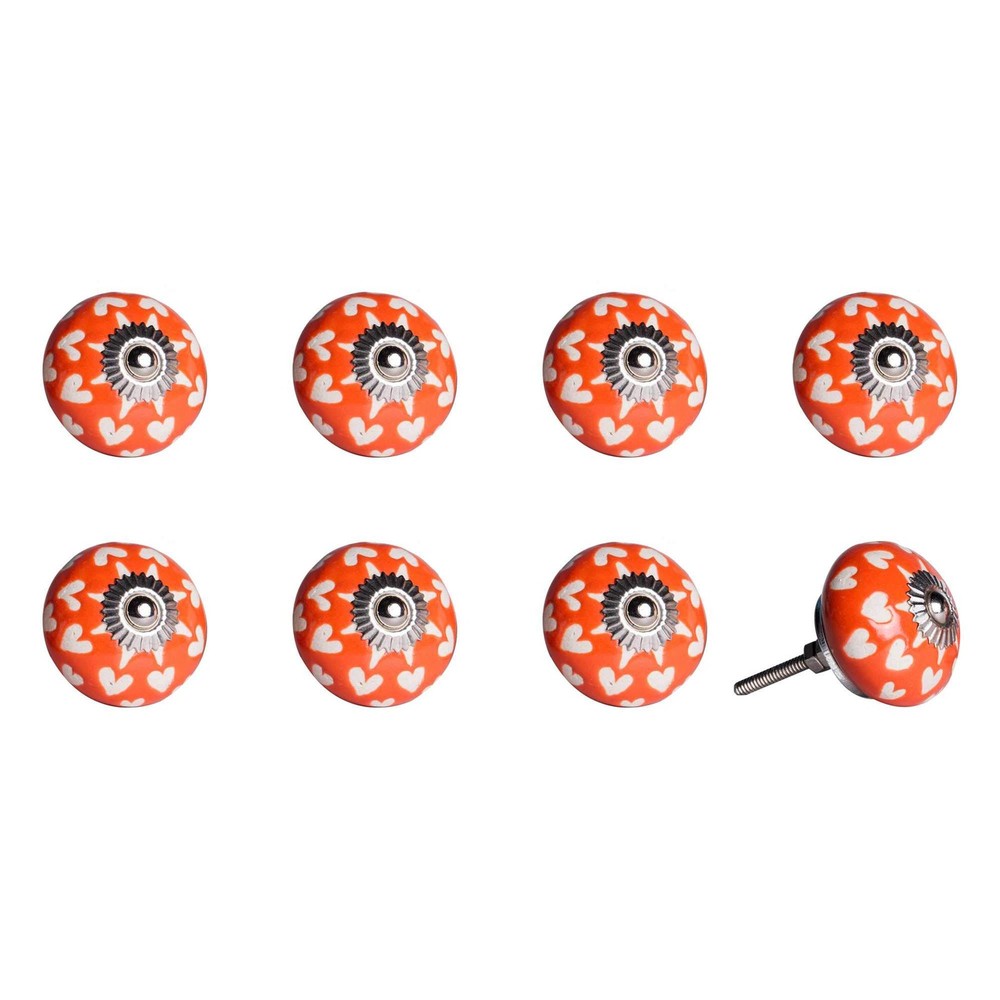 1.5 X 1.5 X 1.5 Hues Of Orange White And Silver Knobs 8 Pack