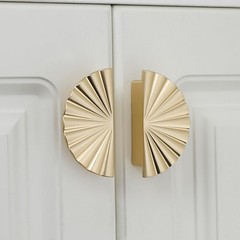 6 Pack Semicircle Sunflower Brushed Gold Cabinet Pulls 2.5 Inch Hole Center