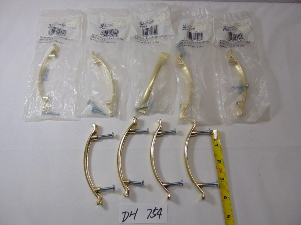 Amerock BP245-3 Polished Brass 3″cc Cabinet Handle Pulls USA Lot of 9