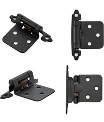 50 Pack (25 Pairs) Matte Black Cabinet Hinges Kitchen Doors, Self-Closing 1/2”