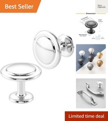 Polished Chrome Cabinet Knobs Round Kitchen Pulls 10 Pack 8222 | Chrome Drawe…