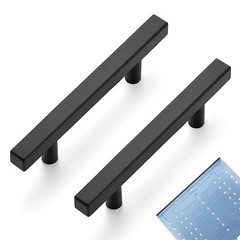 20 Pack 3-1/2 inch Black Square Cabinet Pulls 6 inch Overall Length Steel