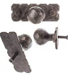 1 Vintage Farmhouse Drawer Cabinet Door Knob Pull Cast Iron Metal 3.1″ Backplate