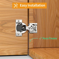 50 Pack 1/2″ Overlay 3D Soft Close Concealed Hinge for Face Frame Door, Smooth S