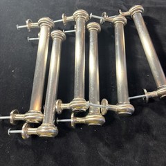 Vintage Chrome Cabinet Door Handles Drawer Pulls 7” Lot Of 6