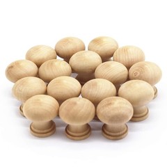 16-Piece Unfinished Wood Cabinet Knobs – Round Drawer Pull Handle Set