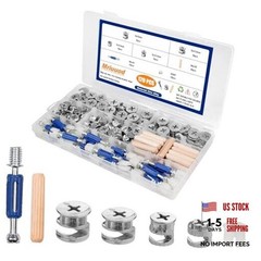 120Pcs Cam Lock for Furniture Assortment Kit – 3 in 1 Eccentric Hardware