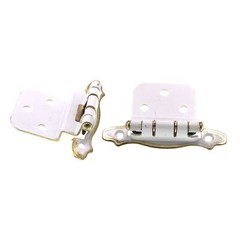 Pair Laurey 3/8″ Inset Cabinet Hinges White Gold Self-Closing Bow Spring 28833