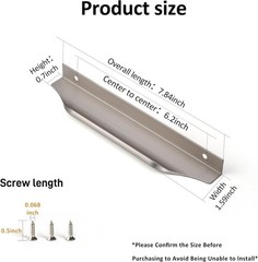 6 Pack Brushed Nickel 7.87 inch 200mm Length Finger Tab Pulls for Cabinet