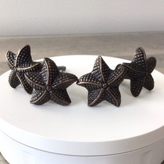 Lot of 4 Starfish Drawer Pulls Cabinet Knobs Nautical Beach