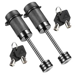 Trailer Tongue Coupler Lock Keyed Alike Dia 1/4 Inch, 2-1/2 Inch 2 Pack Black