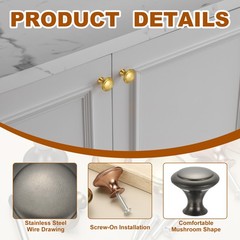 8Pcs Stainless Steel Knobs Single Hole Pull with Screw 23mm Gray
