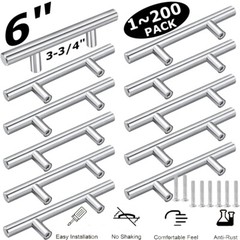 Stainless Steel Brushed Nickel T Bar Kitchen Cabinet Handles Pulls Hollow 6″ lot