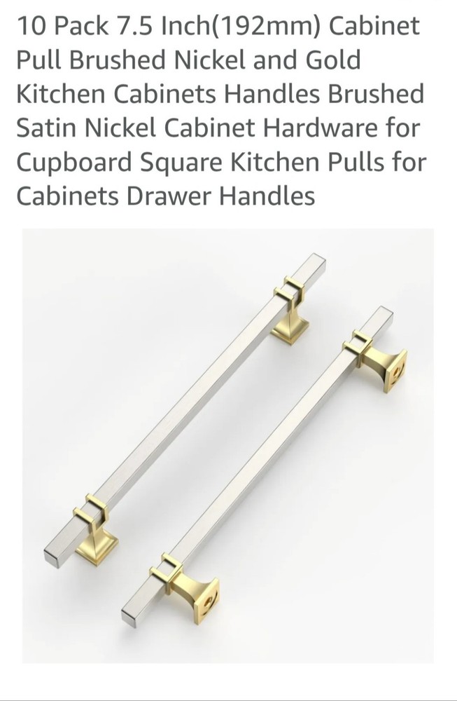 Romatee Cabinet Pulls Handles Knobs Gold/ Silver 7.5″ 10 Pk. New