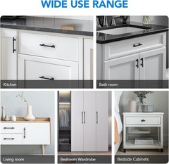 Matte Black Zinc-Alloy Pull Handles 25 Pack for Kitchen, Closet & Bathroom