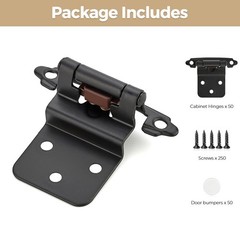 50 Pack 25 Pair Black Cabinet Hinges – 3/8 inch Inset 3/8″ Inset,