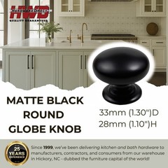 Round Cabinet Knob Black Traditional Kitchen Bath Drawer Pull Hardware Globe