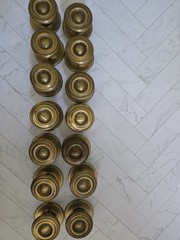 14Pc Antique Brass Style Cabinet Door Knobs Traditional Round Design No Hardware