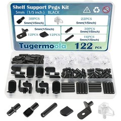 122PCS Shelf Pegs Pins for Shelves Black 5mm Shelf Support Peg Kit Cabinet Shelf