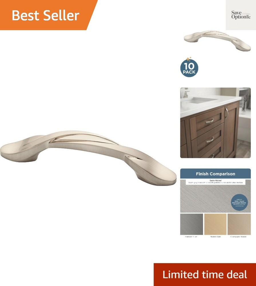 10-Pack – Satin Nickel Cabinet Handles, 3 Inch Hole Center, Classic Pulls for…