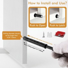 Lounsweer 50 Pack Magnetic Push Latches for Cabinet Door Long Long, Black