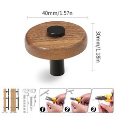 4 Pcs Cabinet Walnut Wood Handls Kitchen Knobs Black Drawer Pulls