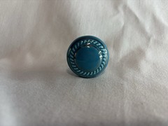 Set of 15 Blue & Gold Cabinet Knobs with Metal Hardware, approx 1.5 in Round