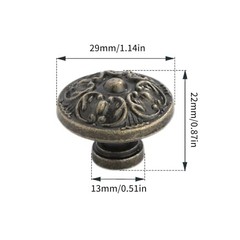 6 PCs Vintage Antique Bronze Knob Handles – Drawer Knob Pulls with Embossing,