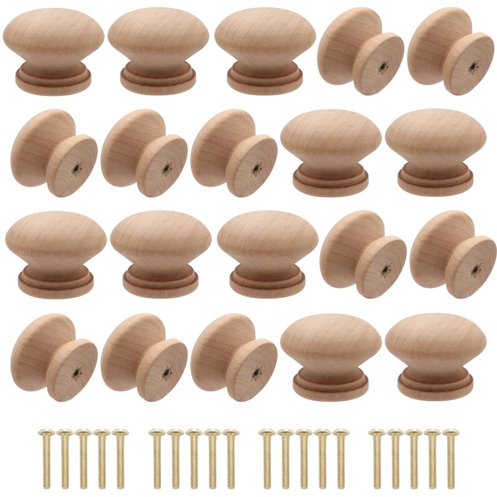 Wooden Cabinet Knobs Unfinished Wood Knobs 3″ Dia., 1″ Height, with Screws)