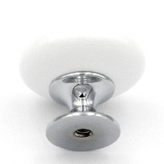 Pack of 10 P3644-CHW White Porcelain 1 3/8″ Cabinet Knob Chrome Base Hickory