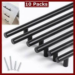 10 Pack Black Cabinet Pulls Stainless Steel Drawer Matte T Bar Knob Handles 2023