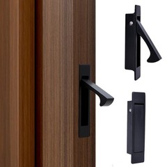 2 PCS Pocket Door Handles Edge Pull Stainless Steel 304 Flush Mount Black