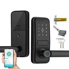Smart Lock, Keyless Entry Door Lock with Sleek Matte Black Handle, Electronic…