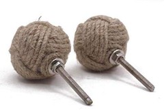 RII 12 Rope Doorknobs Nautical Twisted Decorative Rustic 1.75 in Jute Set of 12