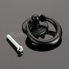 Black Door Bin Drawer Cabinet Pull Handles Retro Wardrobe Knobs Ring Single Hole