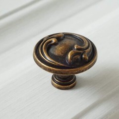 MFYS Antique Brass Cabinet Pull Knob Vintage Drawer Pull Handle Dresser Knob