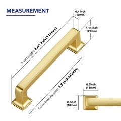 15 Pack Brushed Gold Cabinet Pulls – 3-3/4 Inch 96mm Hole Centers, Solid Zinc…