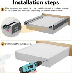 Soft Close Bottom Mount Drawer Slides 21 Inch Rails with Rear mounting Bracket..