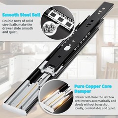 YENUO Soft Close Drawer Slides Full Extension Side Mount 12 14 16 18 20 22 24 in