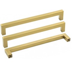 Gold Cabinet Pulls Brushed Brass Drawer Handles Square Bar 7.5 Inch Hole 2 Pack