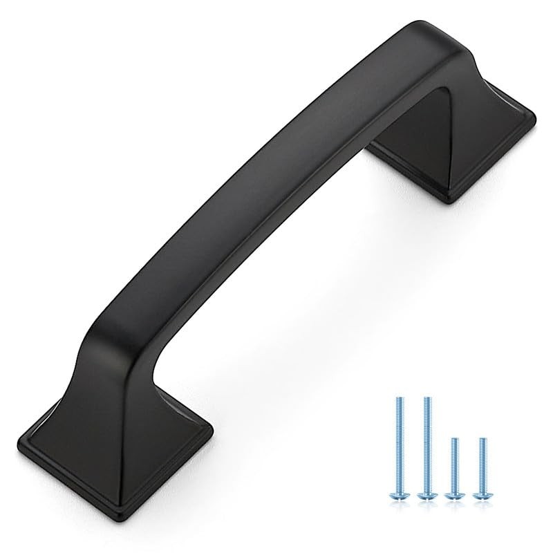 Solid 3 Inch Big Square Foot Cabinet Pulls Matte Black Arch 20 Pack