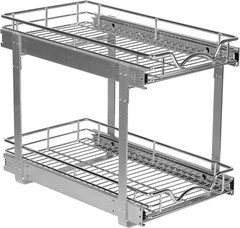 2-Tier Pull-Out Cabinet Organizer with Heavy-Duty Steel Frame, Full-Extension…