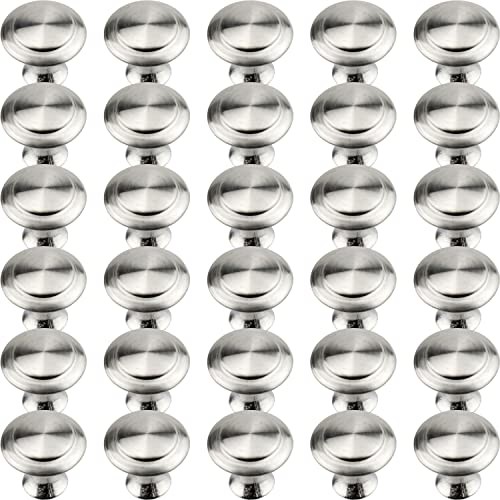 30 Pack Kitchen Cabinet Knobs Round Cupboard Handles Stainless Steel Kitchen